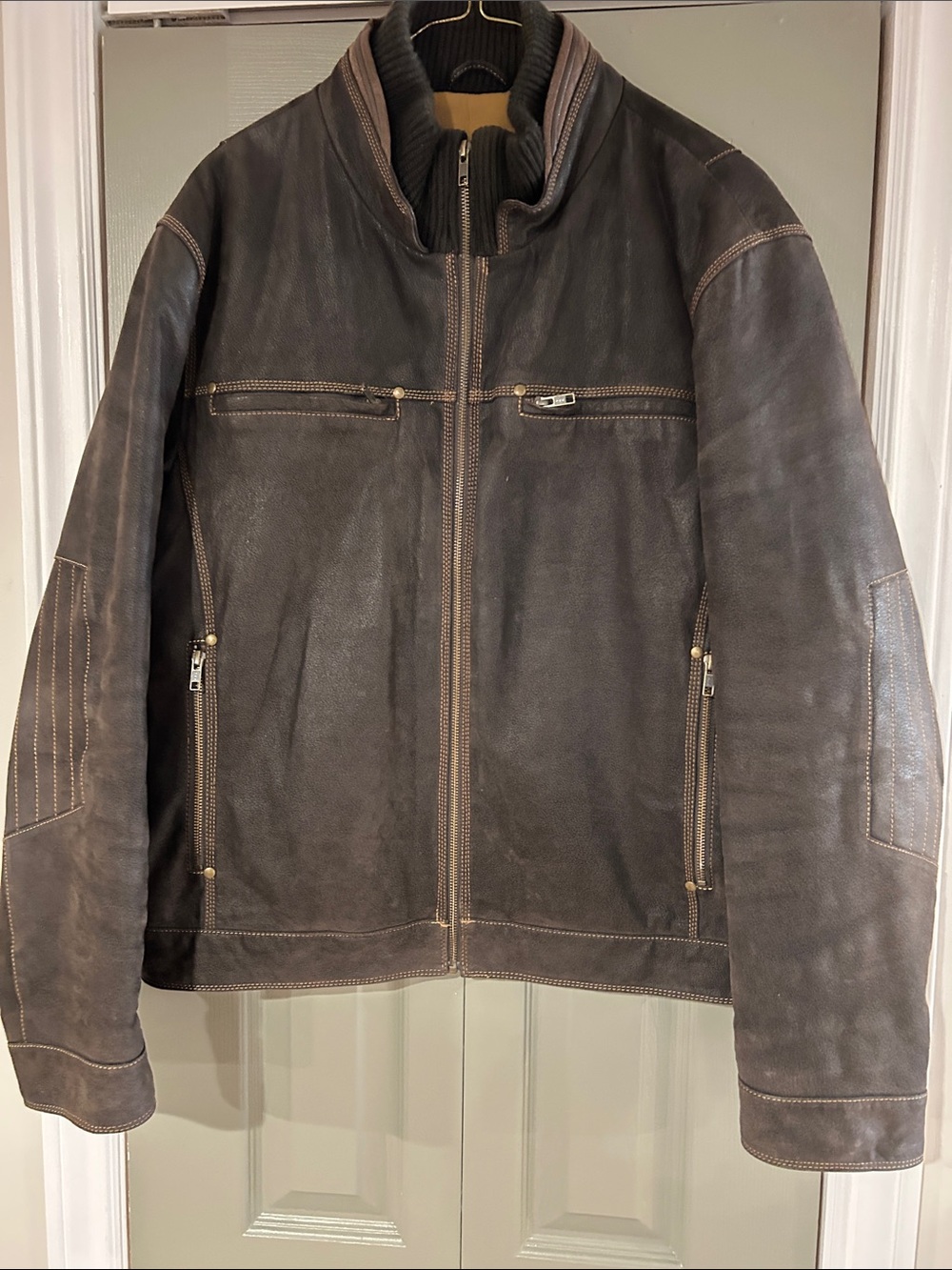 Danier Men's Brown Leather Bomber Jacket